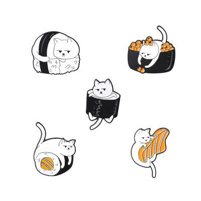 China Europe Japanese Style Cute Sushi Sashimi Custom Cartoon Animal Brooch Lapel Pins For Kids Enamel Pins for sale