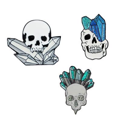 China Party Unisex Punk White Skeleton Europe Halloween Jewelry Lapel Pin Mineral Enamel Pins for sale