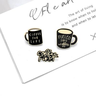 China Europe Collection Lapel Need Mugs Metal Badges Banner Book and Coffee Enamel Pin Set for sale