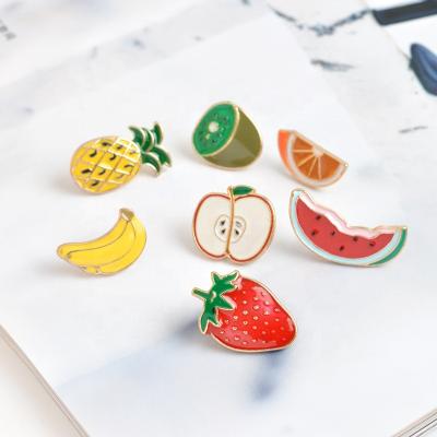 China Orange Pin Badge Pin Vintage Cute Fruits Brooch Pin Fruit Banana Strawberry Banana Watermelon Europe Cartoon 7pcs for sale