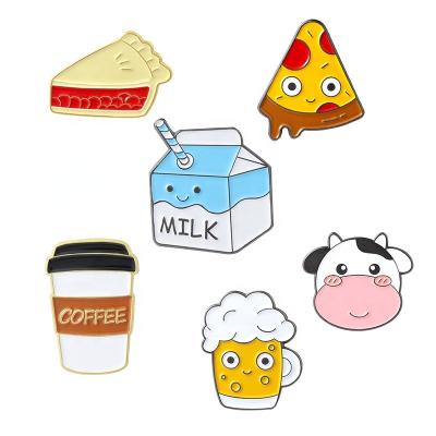 China Europe Custom Design Best Snacks Chocolate Cookies Milk Pin Pin For Kids Friends Enamel Pins for sale