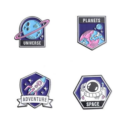 China New Design Europe Universe Planets Space Astronauts Badges Cool Custom Adventure Gently Opens Enamel Pins for sale