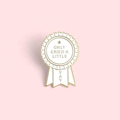 China Europe Only Cried A Small Medal Shaped Custom Pin Simple Funny Gift Enamel Pin Lapel Pin Award Badge For Bag Medal for sale