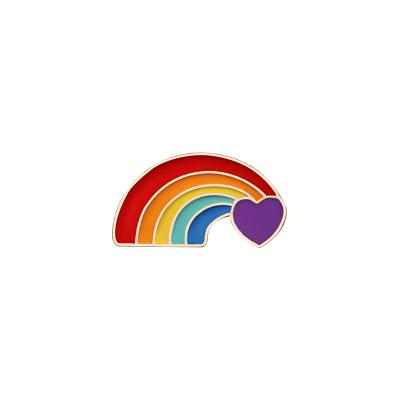 China Yeh Finger Brooch Metal Denim Enamel Lapel Jewelry Pin LGBT Europe Design Rainbow Heart Badge For Gift Women unsix for sale