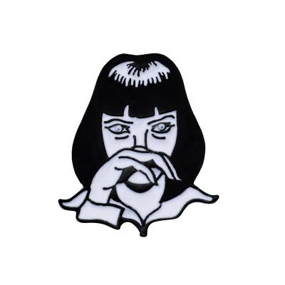 China Europe Pin Punk Girl Goddamn Badge Pulp Fiction Movie Role Gift Mia Enamel Pin Bag Clothes for sale