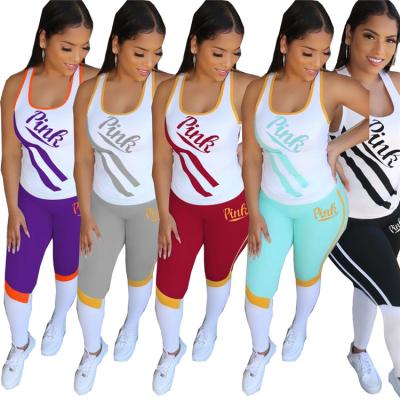 China Leisure Breathable Sports Letters Wholesale 2021 Two Piece Shorts Set Ladies Two Piece Short Sets for sale