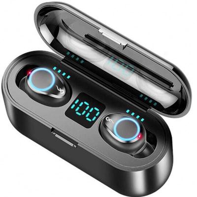 China Digital Display Bluetooth Earphone Power Bank F9 Wireless Earphone 5.0 TWS Mini Wireless Earbuds Power Display With LED Box Sports Power Charging Bank for sale