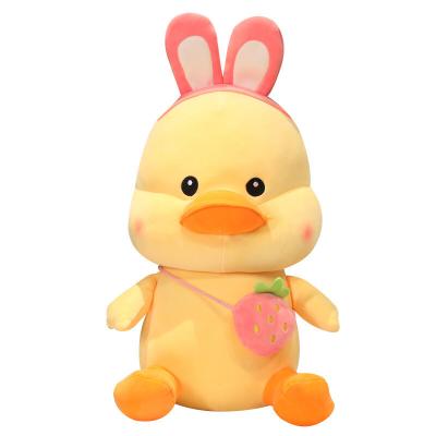 China Cute and Cute Birthday Strawberry Yellow Duck Toy Plush Doll Gift Duckling Gift for Girlfriend Factory Wholesale Doll for sale