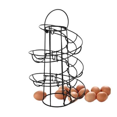 China Viable Spiral Design Metal Egg Skelter Dispenser Egg Rack, Egg Storage Display Rack for sale