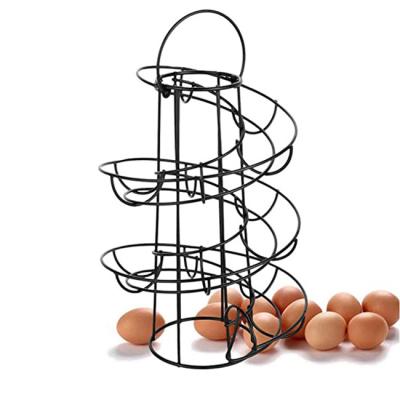 China New Design Metal Egg Skelter Dispenser Stand Viable Spiral Egg Storage Basket for sale