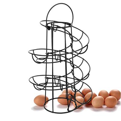 China Viable Modern Spiral Design Metal Egg Rack Dispenser Storage Display Rack Egg Storage Rack for sale