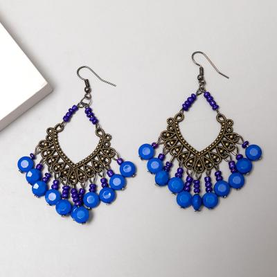 China European and American Bohemian Retro FASHIONABLE Hand Beaded Tassel Fashion National Style Personality Long Earrings for sale