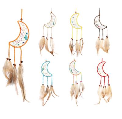 China Wholesale Handmade Mini Dream Catcher Natural Color Feather Creative Gift Car Decor Dreamcatcher for sale