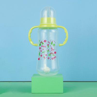 China PVC Free Cheap Handled Plastic Feeding Supplies Labeled PP Baby Bottle for sale