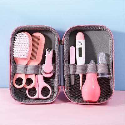 China Simple Baby Grooming Kit 8 In 1 Pack Boy Girl Gift Sets For Newborn Clippers Trimmer Comb Brush Thermometer for sale