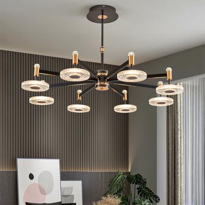 China Modern Good Prices Home Decorative Fancy Light Lamp Shell Iron Acrylic Led Chandelier Living Room for sale