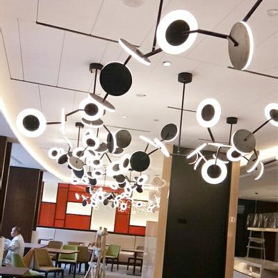 China New Product Project Modern Custom Commercial Decorative Restaurant Black Acrylic Led Chandelier Light for sale