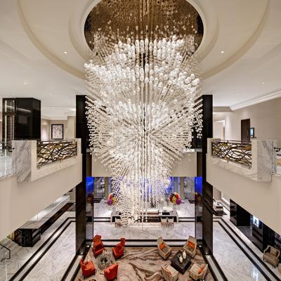 China Custom Made Banquet Hall Villa Lobby Luxury Modern Crystal Hotel Art Chandelier Big White Lamp Commercial for sale