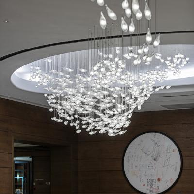 China Modern Fish Shape Banquet Hall Long Staircase Project Custom Crystal Luxury Led Chandelier Lamp Decor Light for sale