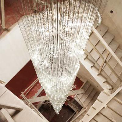 China Indoor Staircase Large Crystal Long Light Modern Luxury Chandelier Modern Minimalist Style Showroom Pendant for sale