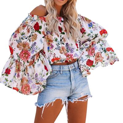 China And American new autumn style QUICK DRY European fashion printed one-shoulder elastic band top for sale