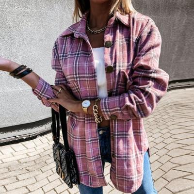 China Autumn and winter new style retro sale plaid long-sleeved shirt jacket QUICK DRY warm loose casual women for sale