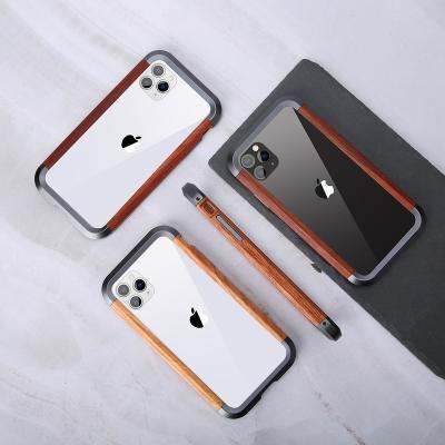 China Trend Shockproof Personalized Handmade Metal Wood Frame Phone Bumper Case For Iphone X 11 12 13 Series for sale