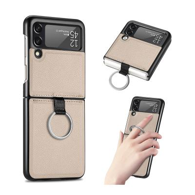 China New Shockproof Protective Case With Strap For Galaxy Z Flip 3 Case Slim Slim PU Leather Shockproof Phone Cover For Samsung Galaxy Z Flip 3 for sale