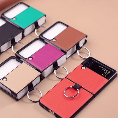 China Shockproof For Samsung Z Flip PC With Phone Leather Case Fashion Cover Device for sale