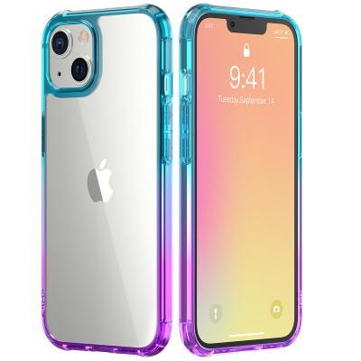 China Shockproof Amazon Most Popular Gradient Color Acrylic Material Fashion Anti Fall Cell Phone Case For Iphone 13 Series for sale