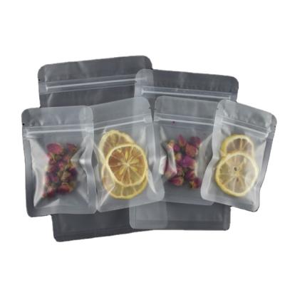 China Retrievable Dry Manual Transparent Frosted Tea Fruit Sample Tea Bag Ziplock Bag Sealed Bag for sale