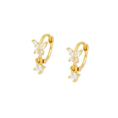 China Wholesale Custom Fashion TRENDY Simple 14K Gold CONSERVATIVE Hypoallergenic Butterfly Hoop Earrings For Woman for sale