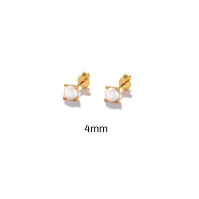 China Vintage QLEESI 2022 Hot Sale 18K Gold 6mm 5mm 4mm 925 Sterling Silver Small Pearl Earrings For Woman Ladies for sale