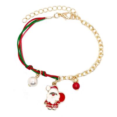 China CONSERVATIVE Holiday Jewelry Xmas Christmas Snowman Deer Christmas Charm Bracelet Claus Tree Xmas Bracelet For Woman for sale