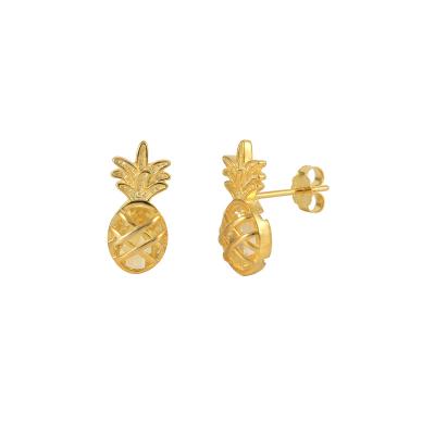 China TRENDY Factory Wholesale 925 Sterling Silver Gold Plated Cute Pineapple Women's Earrings 2021 Jewelry for sale