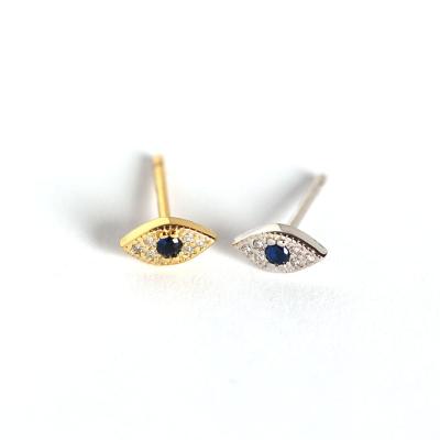 China Vintage TRY Jewelry Wholesales 925 Silver Gold Plated Bohemia Blue Zircon Stud Earrings for sale