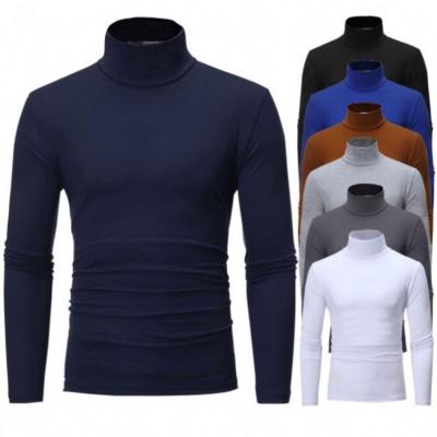 China Breathable Multiple Color Turtle Neck Cotton Long Sleeves Winter T Shirt For Men for sale