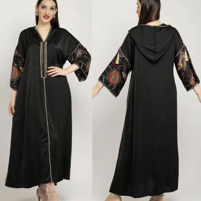 China Wholesale Casual Modern In Latest Design Islamic Clothing Cut Out Long Embroidered Muslim Women Dress for sale