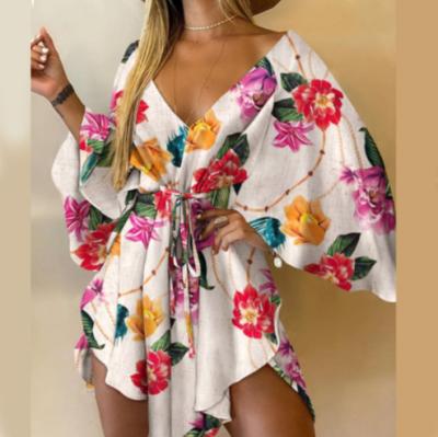 China New Arrivals 100%Viscose Breathable Floral Print Printed Ladies Front Open Beach Dress Japanese Style Kimono for sale