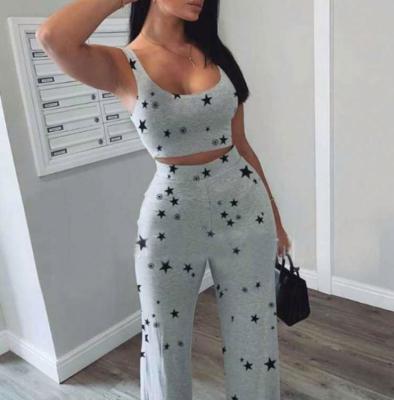 China 2022 Summer Hot Sale QUICK DRY Women's Printed Casual Sports Suit Vest and Pants Two-piece Suit for sale