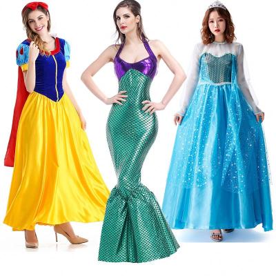 China Halloween party ladies Cinderella cosplay dress Ariel princess dress Anna Elsa Snow Beauty Adult White Aurora costume Jasmine for sale