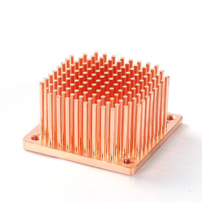 China Used Widely Customized Cold Forged Pin Fin Heatsink Copper 38.9*38.9*10mm Dumped Pure Copper Pin Fin Heat Sneak for sale