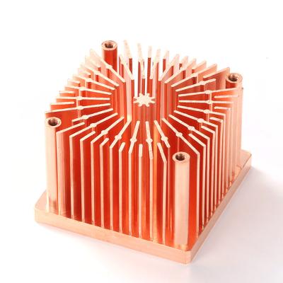 China Customized small copper cold forging copper pin fin radiator 50*50*30mm forged pure copper radiator for sale