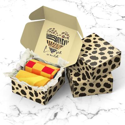 China Recycled Materials Leopard Patterns Single Wall Recyclable Corrugated Custom Luxury Gift Box for sale