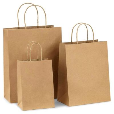 China Recyclable Custom Logo Printed Design Cheap Brown Paper Shopping Bag Kraft Paper Bags for sale