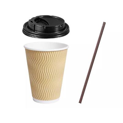 China Biodegradable Disposable Take Out Container Cheap Paper Coffee Cups With Lids And Stirrer for sale