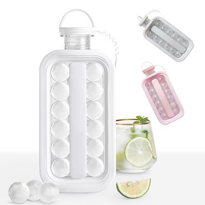 China Wholesale Ice Cube Maker 2 in 1 Portable Ice Ball Maker with Non-BPA Lid and Reusable Ice Cube Tray Bottle Mold for sale