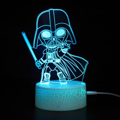 China OEM Modern Cartoon Warrior Characters 3D Figures RGB Acrylic 3D Illusion LED Night Light For Kid Gift for sale