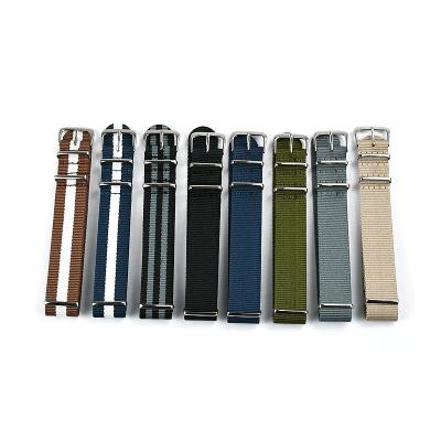 China Professional Nylon Watch Band Nato Canvas Watch Strap With Silver Buckle for sale