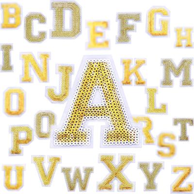 China Other A-Z Sequin Letter Iron On Patches Sew On Alphabet For Diy Supplies For Clothing Hat Shoes for sale